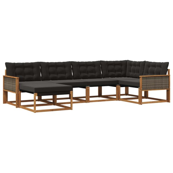 vidaXL Ensemble de canapés d'extérieur 6 pc Naturel et noir
