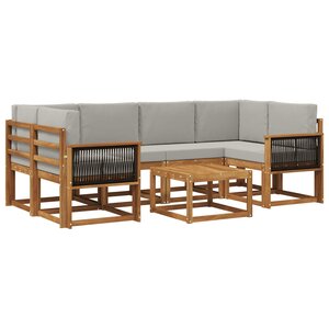vidaXL Ensemble de canapés d'extérieur 5 pc Naturel et gris clair