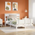vidaXL Lit bibliothèque sans matelas blanc 160x200 cm bois pin massif