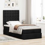 vidaXL Lit ottoman avec matelas noir 100x200 cm tissu
