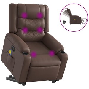 vidaXL Fauteuil inclinable de massage électrique marron similicuir