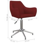 Vidaxl chaise pivotante de salle à manger rouge bordeaux tissu