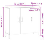 vidaXL Buffet sonoma gris 90x34x80 cm bois d'ingénierie