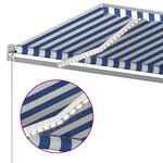 vidaXL Auvent automatique capteur de vent et LED 5x3 m Bleu et blanc