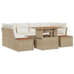 vidaXL Ensemble de canapé de jardin 7 Pièces Beige Poly rotin
