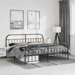 vidaXL Cadre de lit métal sans matelas avec pied de lit noir 193x203cm