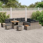 vidaXL Ensemble de canapé de jardin avec coussin 13 Pièces Gris