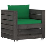 vidaXL Salon de jardin 8 Pièces avec coussins Bois imprégné de gris