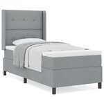 Lit box avec matelas gris clair 90x190 cm en tissu