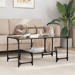 vidaXL Table basse avec dessus en verre noir 98 5x50x45 cm acier