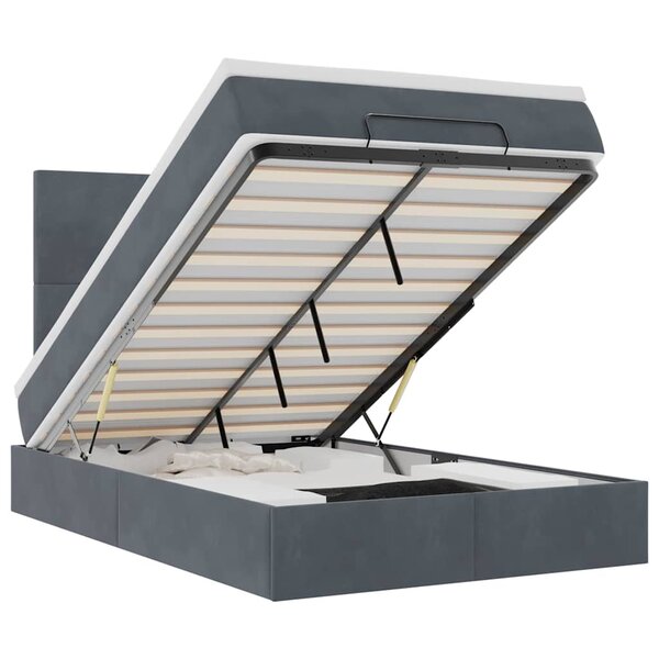 vidaXL Cadre de lit ottoman avec matelas gris foncé 120x190 cm velours