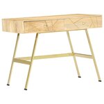Bureau table poste de travail meuble d'ordinateur informatique étude avec tiroirs 100 x 55 x 75 cm bois solide de manguier brun 02_0023461