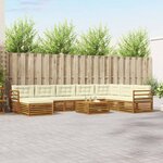 vidaXL Ensemble de canapés d'extérieur 9 Pièces Naturel et Crème