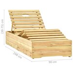vidaXL Chaise longue avec table Bois de pin imprégné de vert