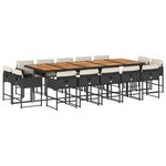 vidaXL Ensemble à manger de jardin 15 Pièces coussins noir résine tressée