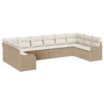 vidaXL Ensemble de canapé de jardin 10 Pièces Beige Poly rotin