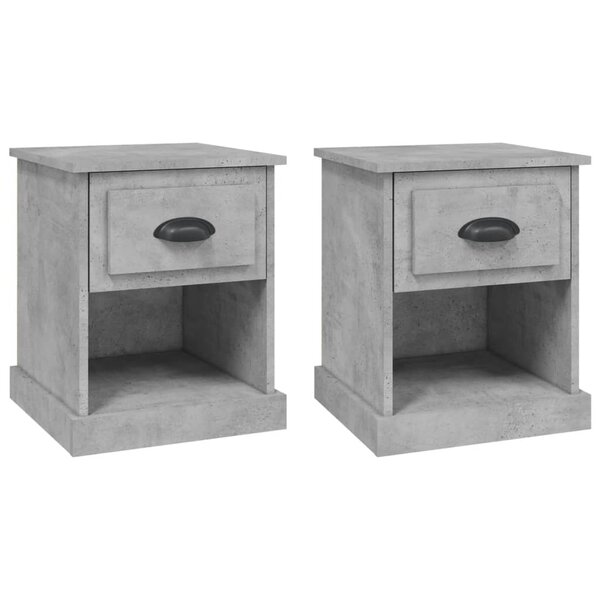 vidaXL Tables de chevet 2 Pièces gris béton 39x39x47 5 cm bois ingénierie