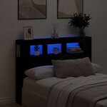 vidaXL Tête de lit LED avec étagère Chêne noir 140 x 18 5 x 103 5 cm