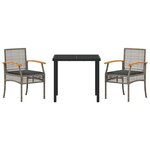 vidaXL Ensemble de salle à manger pour jardin 3 Pièces Gris polyrotin