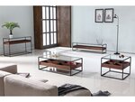 Table basse "neo" - 120 x 60 x 40 cm - verre trempé / bois naturel