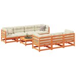 vidaXL Salon de jardin 8 Pièces avec coussins marron cire bois pin massif