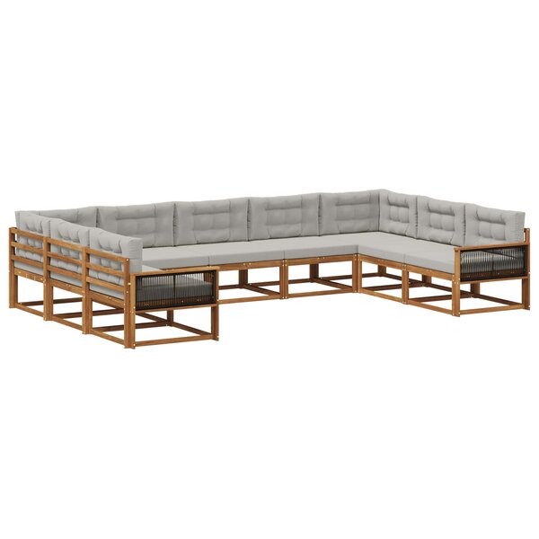 vidaXL Ensemble de canapés d'extérieur 9 Pièces Naturel et gris clair