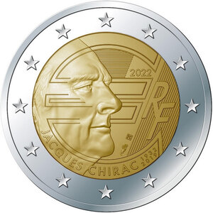 Monnaie 2 euros commémorative france 2022 - jacques chirac