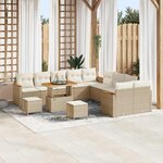 vidaXL Ensemble de canapé de jardin 13 Pièces Beige Poly rotin