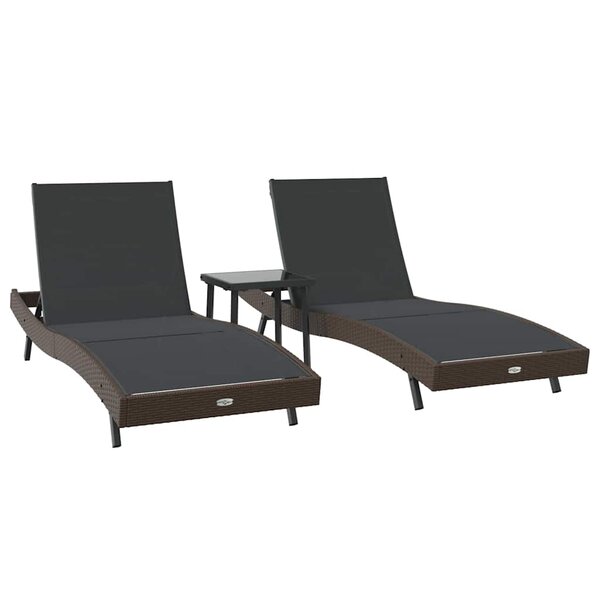 vidaXL Transat 3 pc polyrotin Marron