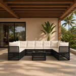 vidaXL Ensemble de canapé de jardin 10 pc Noir polyrotin