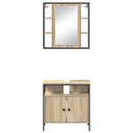vidaXL Ensemble de mobilier de salle de bain avec étagère 2 Pièces Marron