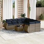 vidaXL Salon de jardin 9 Pièces avec coussins gris résine tressée