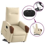 vidaXL Fauteuil inclinable électrique crème tissu