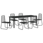 vidaXL Ensemble de salle à manger pour jardin 7 Pièces Noir