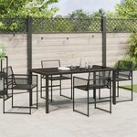 vidaXL Ensemble repas de jardin de 5 pièces en poly rattan noir