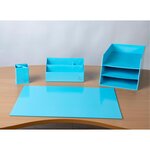 Corbeille À Courrier Combo 3 Niveaux Carton Aquarel - Bleu Pastel - X 4 - Exacompta