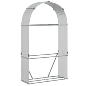 vidaXL Porte-bûches argenté 120x45x210 cm acier galvanisé