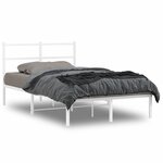 vidaXL Cadre de lit métal sans matelas et tête de lit blanc 120x200 cm