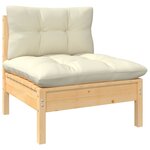 vidaXL Salon de jardin 13 Pièces avec coussins crème Bois de pin solide