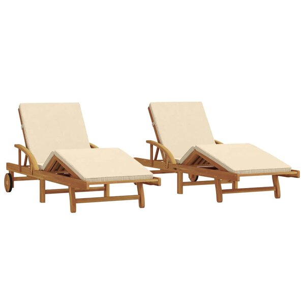 vidaXL Transat 2 Pièces Beige 200 x 67 x 84 cm Bois d'Acacia Massif