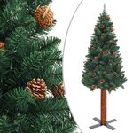 vidaXL Sapin de Noël mince pré-éclairé et boules vert 150 cm PVC