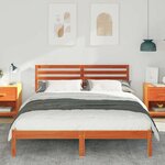 vidaXL Cadre de lit avec tête de lit Brun cire 150 x 200 cm Pin massif
