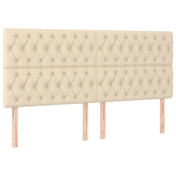 vidaXL Tête de lit Crème 200x7x118/128 cm Tissu