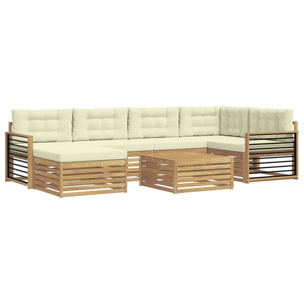 vidaXL Ensemble de canapés d'extérieur 7 pc Blanc et crème