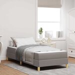 vidaXL Lit à ressorts Taupe  marron 90 x 190 cm Tissu  Bois Engineered