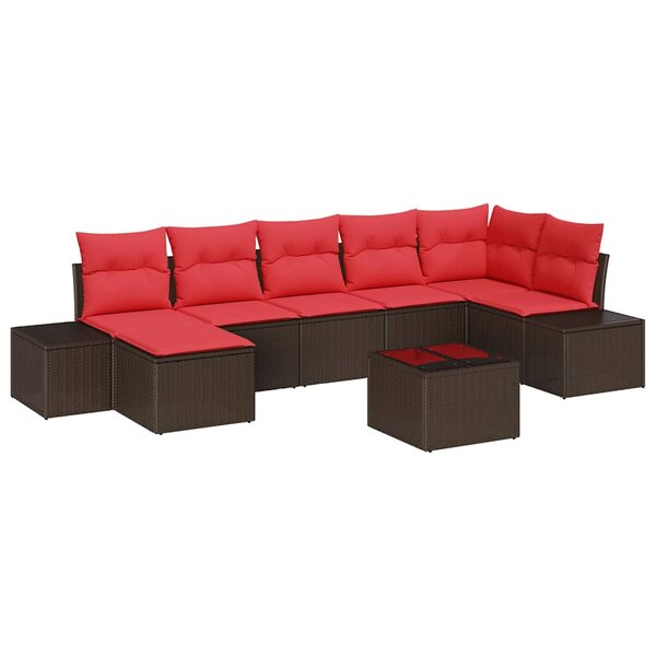 vidaXL Ensemble de canapé de jardin 8 Pièces Marron polyrotin