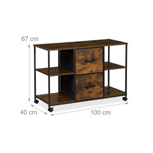 Caisson mobile à roulettes pratique bureau 80 x 40 x 60 cm design industriel organisé en métal noir 13_0017192