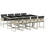 vidaXL Ensemble à manger de jardin et coussins 9 Pièces gris clair rotin