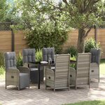 vidaXL Ensemble de salle à manger pour jardin 7 Pièces Gris Poly rotin