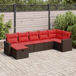 vidaXL Salon de jardin avec coussins 7 Pièces marron résine tressée